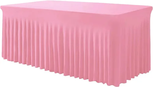 Vista 19 de TC27 - Mantel rectangular ajustable de elastano de 4 pies con falda plisada, sin arrugas, mantel rectangular para fiestas, bodas, banquetes