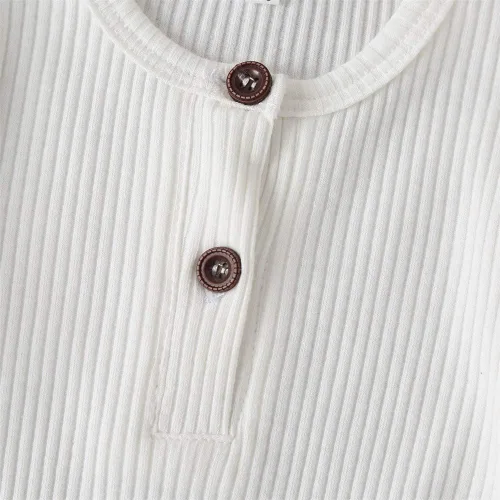 Vista 128 de Mameluco unisex de manga corta para bebé recién nacido, con botones, de una pieza, ropa de color sólido
