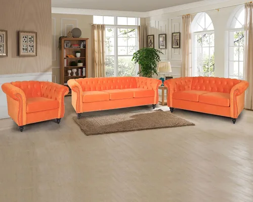 Vista 28 de RARZOE Chesterfield - Juego de sofá biplaza, beige, espuma, 1+2 plazas, 67 pulgadas de ancho x 32 pulgadas de profundidad x 27 pulgadas de alto