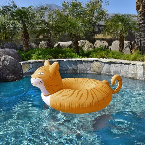 Vista 2 de GoFloats Meowzers the Cat Party - Balsa inflable con estilo (para adultos y niños)