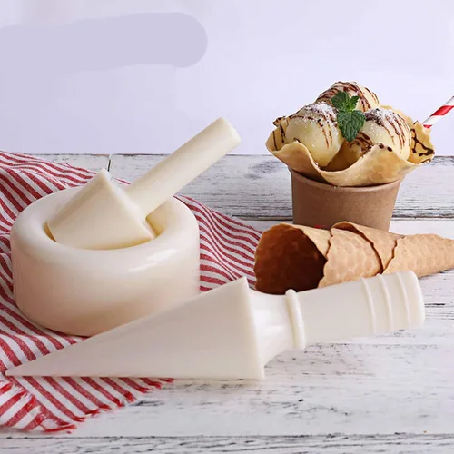 Vista 2 de Kit de molde de cono de gofres crujiente, molde de cuerno de crema de plástico, rodillo de huevo, molde de bricolaje, cocina, cocina, accesorios