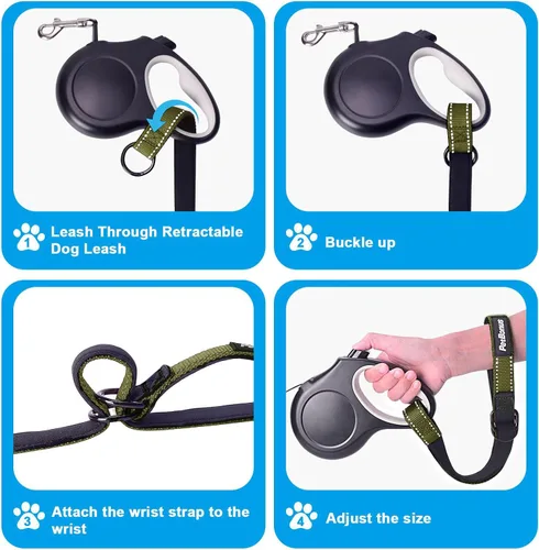 Vista 5 de PetBonus Correa corta para perro, correa de seguridad para correa retráctil para perro, diseño reflectante y mango acolchado suave ajustable, capa