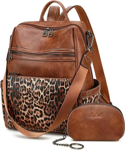 Vista 11 de AGLOD mochila de cuero para mujer, bolso de diseñador para damas, con correa para el hombro, bolso de trabajo de imitación, bolsos de mano