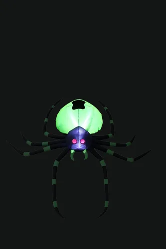 Vista 5 de Luces LED inflables de araña negra y verde de 6 pies de largo para decoración de vacaciones al aire libre e interior, decoración de patio iluminada