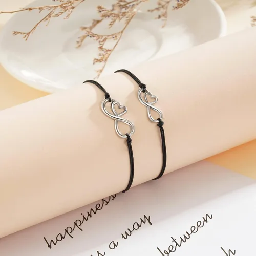 Vista 3 de MANVEN Regalos para el día de San Valentín para niños, pulseras de madre e hija, pulseras de deseos a juego con corazón para mamá e hija, regalo