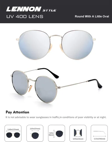 Vista 5 de CGID E01 Lennon - Gafas de sol polarizadas redondas unisex