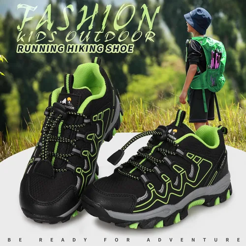 Vista 5 de UOVO Tenis para niños y niñas, para senderismo, correr, caminar al aire libre, tenis impermeables antideslizantes