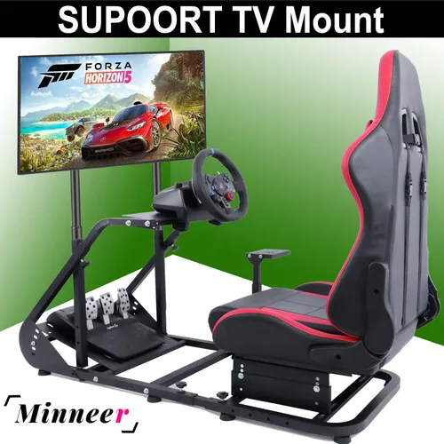 Vista 5 de Minneer Racing Simulator Cockpit for G25 G27 G29 G920,Driving Simulator Seat, Racing Steering Wheel Stand with Capacity 220LBS Without Wheel and