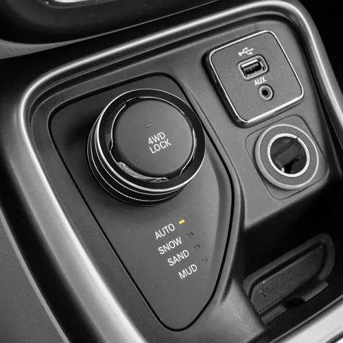 Vista 6 de Cubierta de perilla 4WD compatible con Jeep Cherokee Compass Renegade, perilla de botón de interruptor de control de consola central 4WD (Negro)