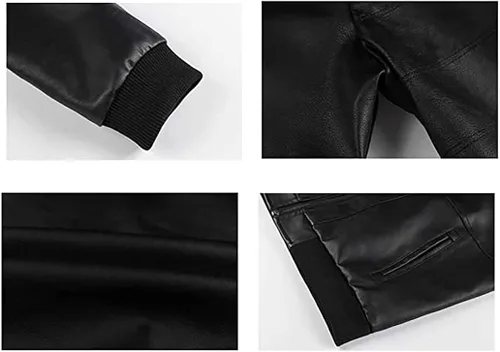 Vista 5 de Chaqueta de cuero para hombre, con capucha extraíble y diseño de paraguas, para cosplay