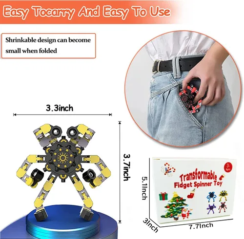 Vista 2 de 18 piezas de juguetes fidget spinners al azar, juguetes de dedo de robot deformables de bricolaje, spinner de descompresión, juguetes de giroscopio