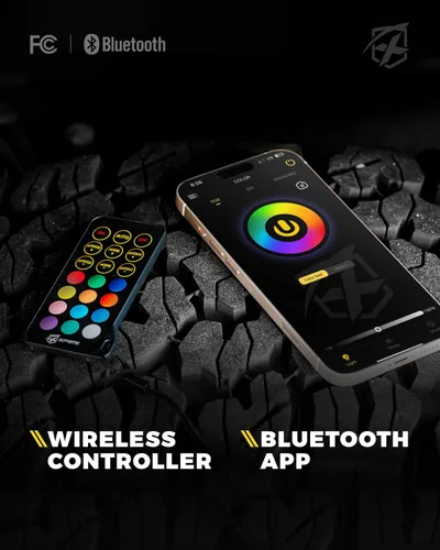 Vista 5 de Xprite 4 Vainas Luces LED RGB Rock, Aluminio Ángulo Amplio 220° con Control Remoto APP/RF Efecto de Secuencia, Sincronización de Música y Señales