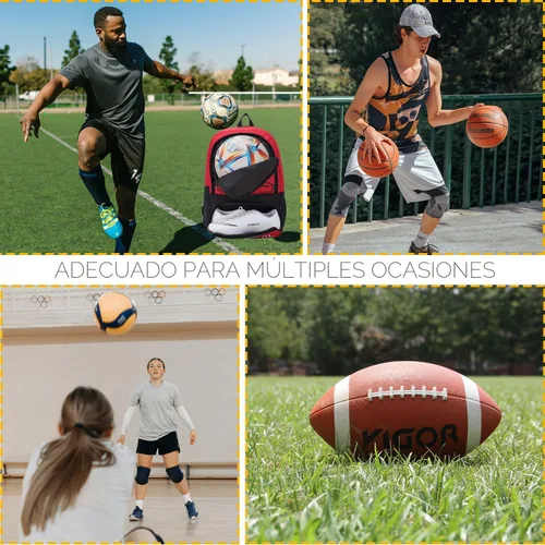 Vista 6 de Hsmihair - Bolsa de fútbol - Mochila de fútbol y mochila para fútbol, voleibol y baloncesto, con compartimento para pelota y tacos separados