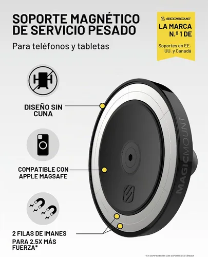 Vista 2 de Scosche Soporte magnético extra fuerte para teléfono celular, soporte para tableta/camión, semi y automóvil, soporte de succión MagSafe resistente