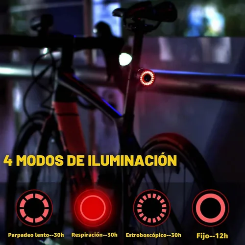 Vista 4 de ROCKBROS Luz trasera para bicicleta recargable con sensor de encendido automático IPX6 impermeable