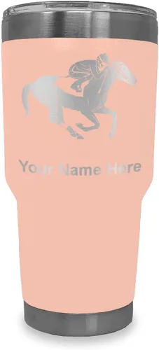 Vista 27 de LaserGram Vaso aislado al vacío de 20 onzas, carreras de caballos, grabado personalizado incluido (negro)