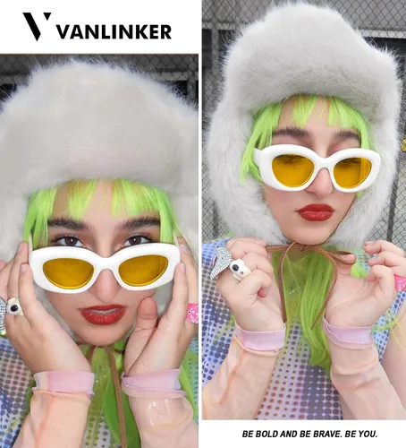 Vista 2 de VANLINKER Gafas de sol infladas redondas gruesas de moda para mujeres y hombres, retro gruesos, ovalados, polarizados, VL9742
