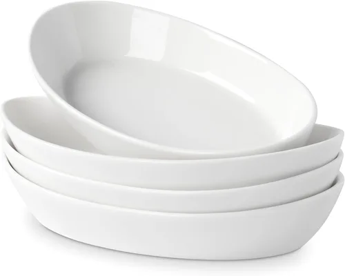 Vista 8 de UIBFCWN Fuentes para Gratinar, 7.5''x4.5'' Fuente de Cerámica Ovalada para Porción Individual, Platos de Cazuela Individuales Aptos para Horno