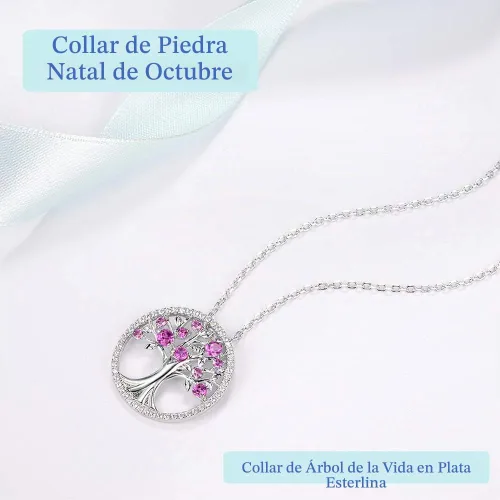 Vista 3 de Collar de árbol de la vida para mujer, collar de perlas esmeralda piedras natales de mayo, junio, para esposa, mamá, regalos de cumpleaños