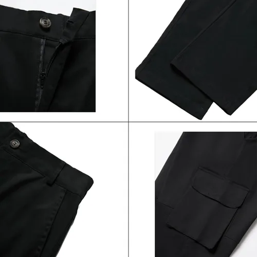 Vista 5 de AIFARLD Pantalones cargo para hombre, con múltiples bolsillos, pantalones de trabajo, de algodón, elásticos, cintura elástica, ajuste relajado