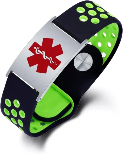Vista 16 de Pulsera de alerta médica personalizada para mujeres y hombres, pulseras de identificación médica deportiva de silicona con grabado gratuito, pulsera
