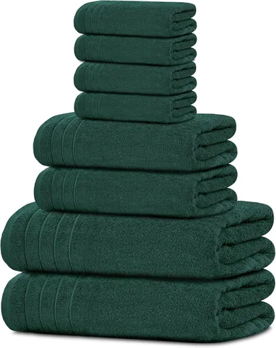 Vista 19 de Tens Towels Juego de 8 toallas, 2 extra grandes para baño, 2 para manos, 4 paños, 100% algodón, peso más ligero, secan más rápido, superabsorbentes