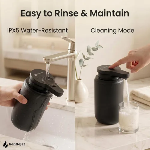 Vista 7 de GentleJet SimpleFoam - Dispensador automático de jabón espumoso, sensor sin contacto, recargable USB-C, IPX5 impermeable, doble salida