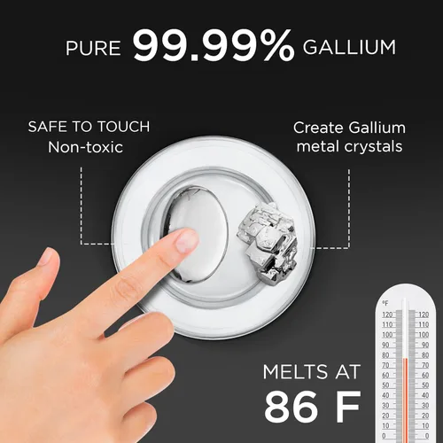 Vista 3 de Metal líquido de galio de 1.76 oz, 99.99% de galio fundido puro – vial de 1.76 oz, jeringa, cubos de molde de silicona y guía completa