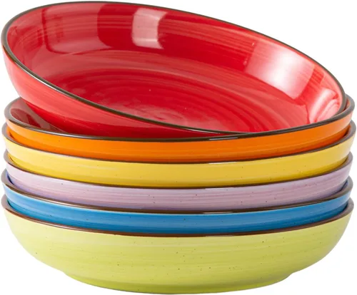 Vista 11 de Y YHY Tazones para pasta de 30 onzas, cuencos grandes para servir ensalada, cuencos de sopa poco profundos, cuencos de porcelana para pasta, juego