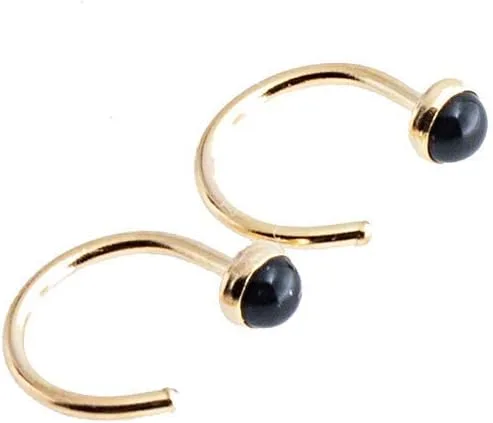 Vista 43 de Half Huggie Gold Hoop Earrings for Girls Women Tiny Cartilage Birthstone Stud Piercing Earring Hypoallergenic Earring Screw Back Dainty Hug Hoops
