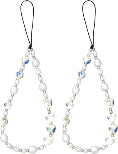 Vista 47 de Beaded Phone Charm Cute Fixed Beads Pearl Wristlet Chain Camera Wrist Strap CarKey Lanyard
