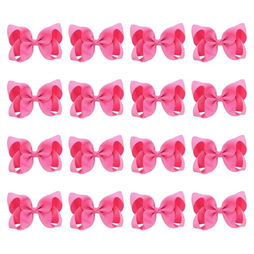 Vista 13 de DEEKA 16 lazos para el cabello hechos a mano de 4 pulgadas, cinta de grogrén de color sólido, pinzas de cocodrilo, accesorios para el cabello