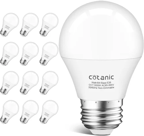 Vista 12 de Cotanic Bombillas para ventilador de techo de 2700 K, blanco cálido, bombilla LED A15 E26 base de tornillo mediano, bombilla pequeña de 6 W