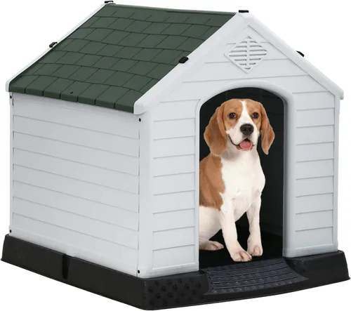 Vista 16 de FDW Casa para Perros Interior Exterior Durable Ventilada Impermeable para Mascotas de Plástico para Perros Pequeños Medianos y Grandes Refugio