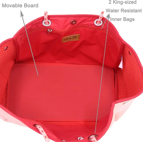 Vista 4 de QOGiR Bolsa de playa multiusos de neopreno con bolsillo interior con cierre de cremallera