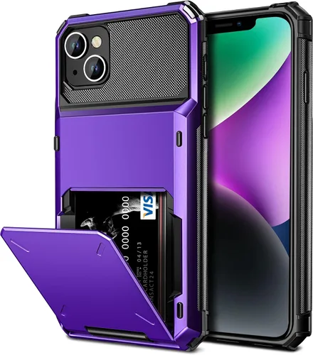 Vista 10 de Vofolen Funda tipo cartera para iPhone 14 con tarjetero y 4 ranuras para Negro