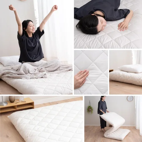 Vista 7 de EMOOR Colchón de futón japonés extra grueso, con dobladillo pequeño, tamaño individual, fabricado en Japón, color blanco, plegable, cama