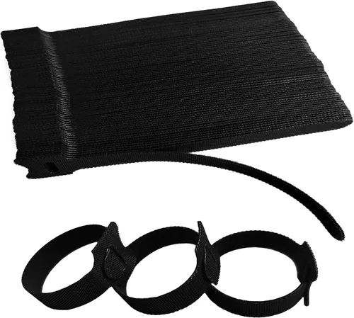 Vista 9 de 60 bridas reutilizables negras de 6 pulgadas, correas de cable ajustables multiusos, organizador de cables, gestión de cables de gancho y envoltura