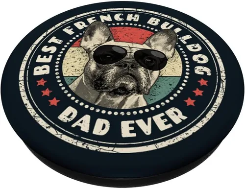 Vista 2 de Best Frenchie Dad Ever Retro French Bulldog Lover Owner Dad PopSockets intercambiable PopGrip