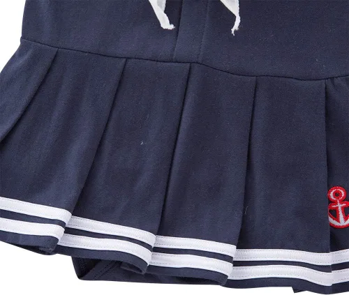 Vista 4 de LXKIKMM Baby Girl Nautical Dress Sailor Suit Jumpsuit Romper Azul + sombrero