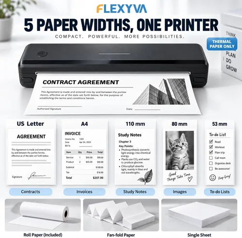 Vista 2 de Impresora térmica portátil, sin tinta, 8.5"x11", Bluetooth, negro