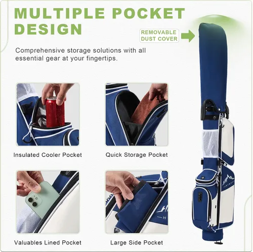 Vista 5 de Bolsa de golf ligera con soporte para transportar – Bolsa de golf fácil de llevar y duradera para Pitch n Putt para el campo de práctica, Par 3