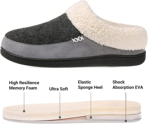 Vista 2 de Vonmay - Pantuflas de lana suave con plantilla de memory foam acolchada para usar dentro o fuera de casa