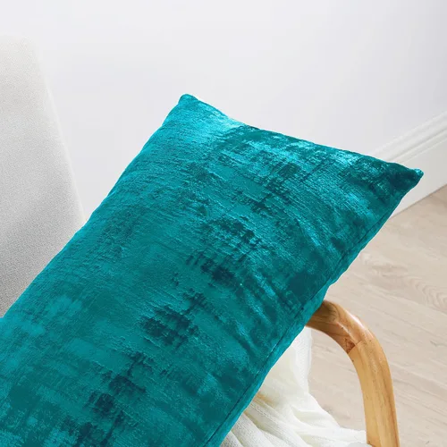 Vista 7 de Home Soft Things Juego de 2 fundas de almohada de terciopelo texturizado, 14 x 26 pulgadas, color verde azulado profundo, fundas decorativas