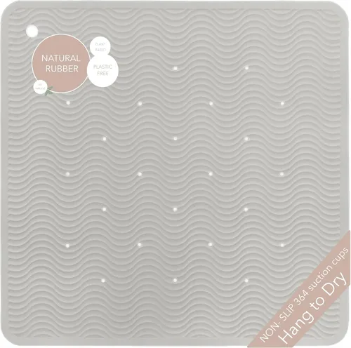 Vista 11 de HEVEA Tapete de baño ondulado de goma natural, largo, 28 x 16 pulgadas, tapete antideslizante para ducha y bañera con 388 ventosas, sin plástico