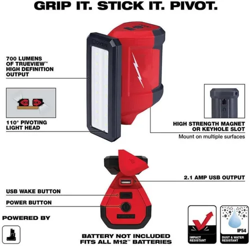 Vista 3 de 2367-20 M12 Compatible con luz de inundación de servicio y reparación de Milwaukee Tool Rover (solo herramienta)