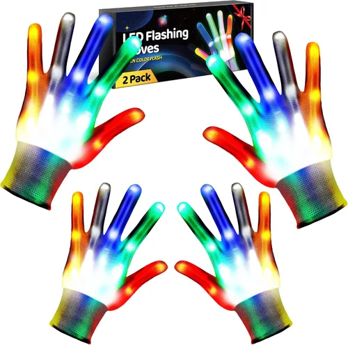 Vista 9 de ENERKIDI LED Gloves 2pair Light Up Gloves for Kids Gifts for 3 4 5 6 7 8 Year Old Boys Birthdays Christmas Toys for Boys