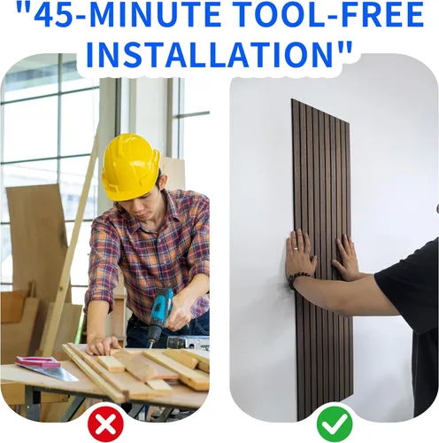 Vista 3 de Paneles acústicos de pared autoadhesivos para despegar y pegar, paquete de 8 paneles de 43.3 x 11.8 pulgadas, paneles de absorción de sonido