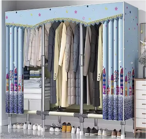 Vista 11 de large closets Assemble Wardrobe Closet Rugged Metal Frame Wardrobe Rack with Thick Cloth Cover Armoire Wardrobe Closet with Hanging Rods Space-saving