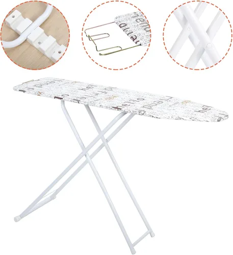 Vista 3 de Tabla de planchar de tamaño completo, tabla de planchar con soporte de plancha, tablas de planchar pequeñas de altura ajustable para espacios